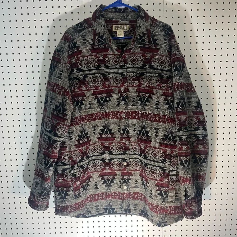 Duluth Trading Tucson Jac southwest aztec snap button down thick twill jacket